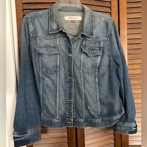 Mission Denim jacket. Size 24W. Distressed jeans look.